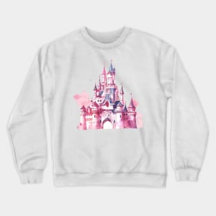 Watercolor Pink Castle Magical Princess Castle Magic Kingdom Crewneck Sweatshirt